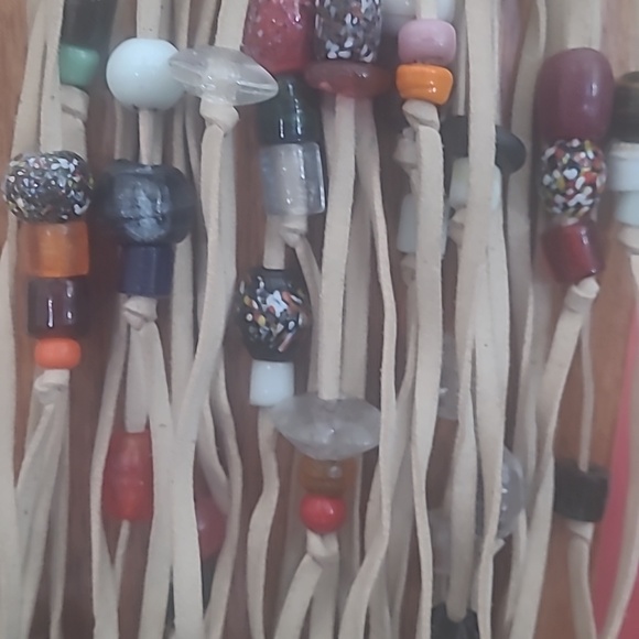 BOHEMIAN FRINGE BEADED NECKLACE WITH GLASS AND RESIN BEADS - Picture 5 of 12